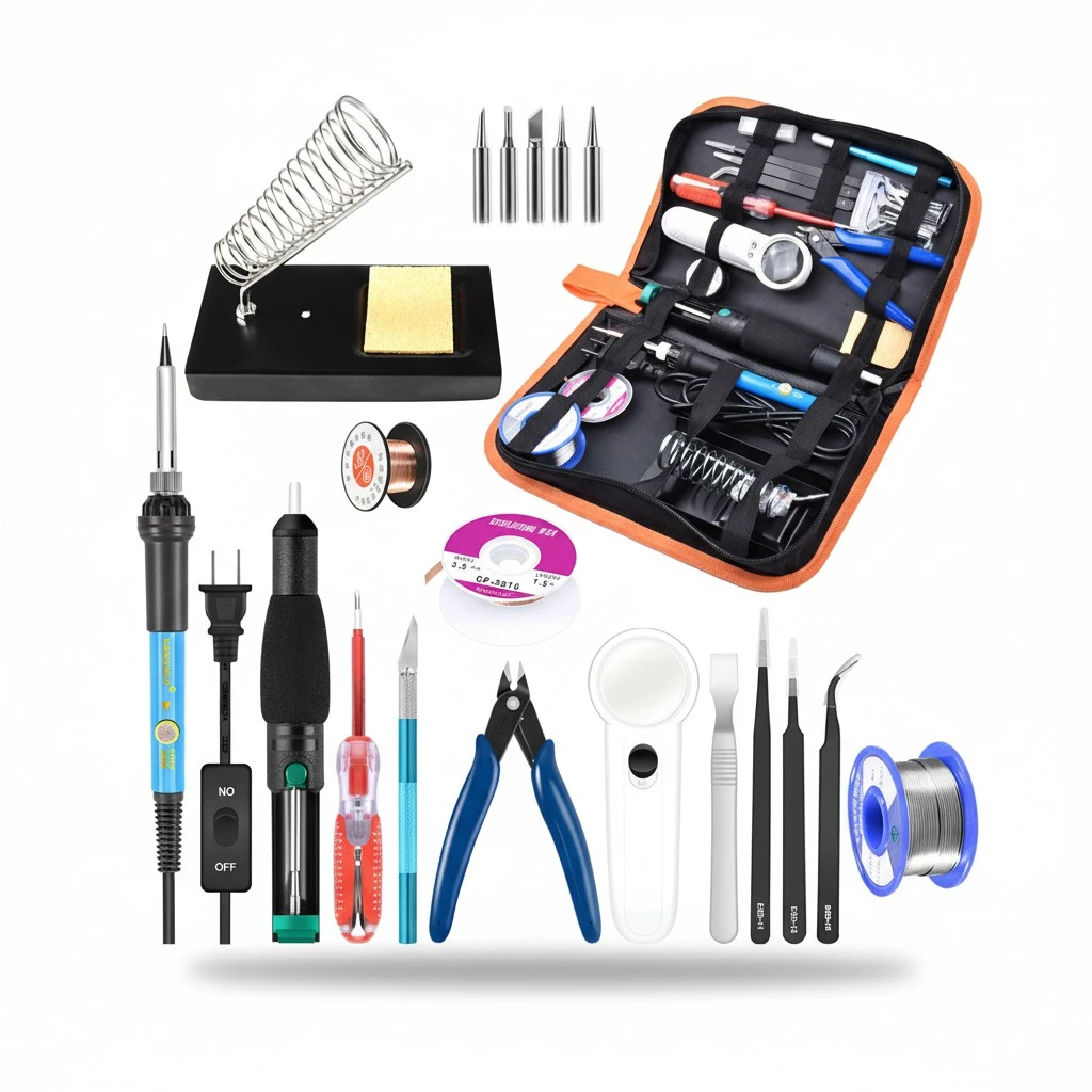 21pcs of One Set Electric Soldering Iron 60w Adjustable Welding Tool Electric Soldering Iron Heat Welding Tool Soldering Iron Kit (US Plug)