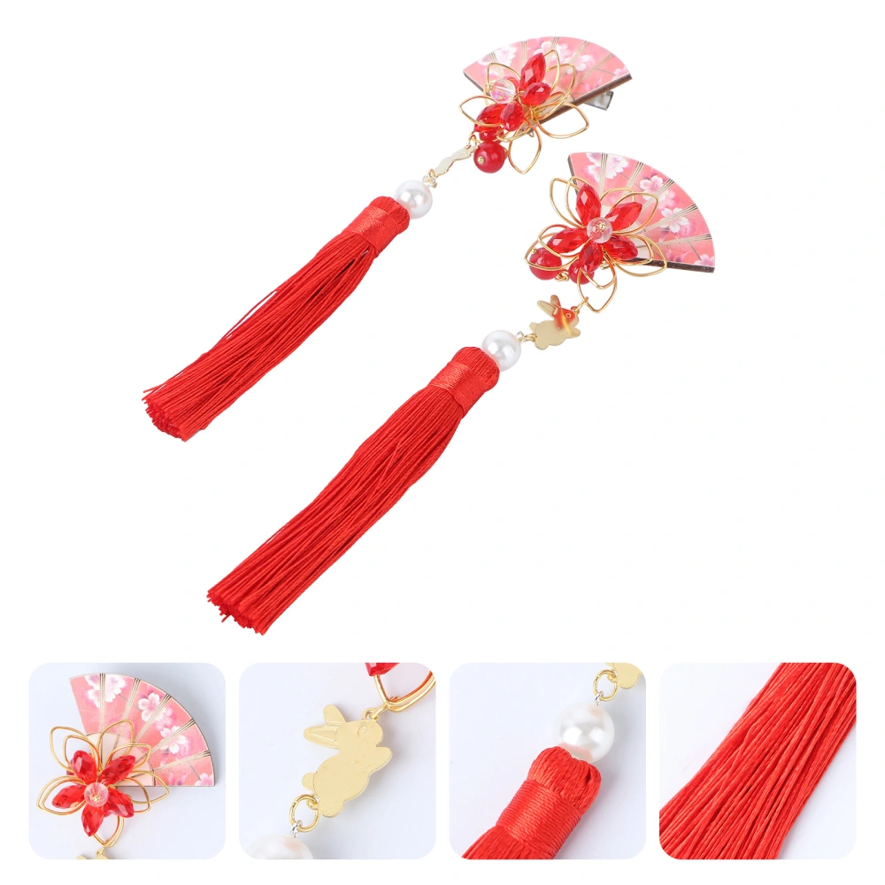 2 Pcs 1 Pair Beautiful Barrettes Festive Hair Supplies Adorable Head-wears (Red)