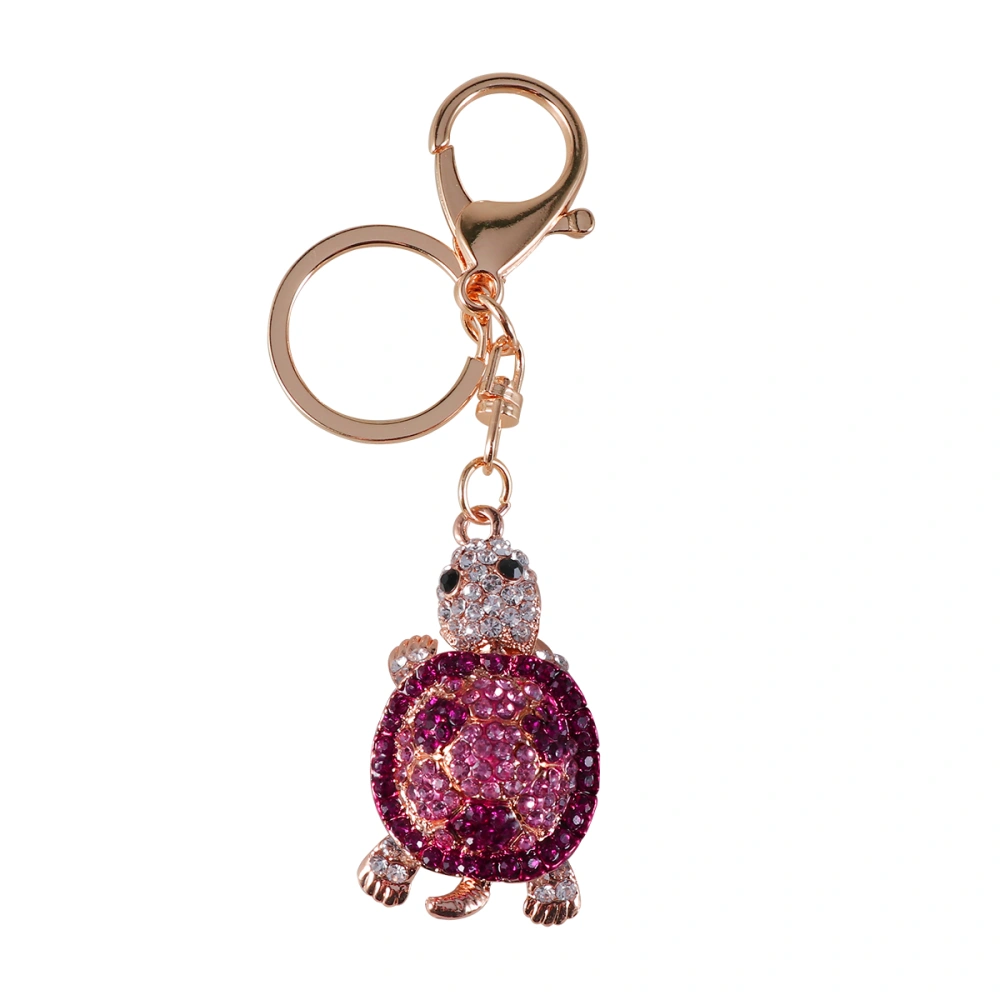 Turtle Keychain Sparkling Keyring Blingbling Crystal Rhinestones Purse Pendant Handbag Decoration Holiday Gift (Pink)