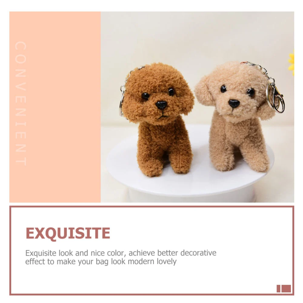 2Pcs Adorable Plush Dog Keychains Stuffed Dog Pendants Cartoon Dog Keychains Small Gifts