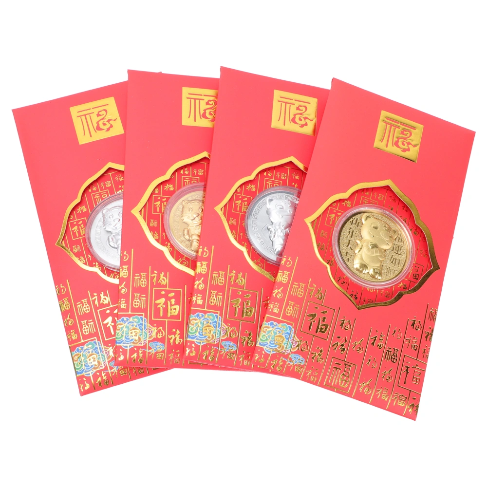 4PCS Tiger Red Envelope Chinese New Year Traditional Gift Red Envelope