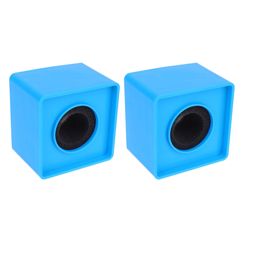 2Pcs Portable ABS Injection Molding Square Shaped Interview Mic Microphone Logo Flag Station Logo(Blue)