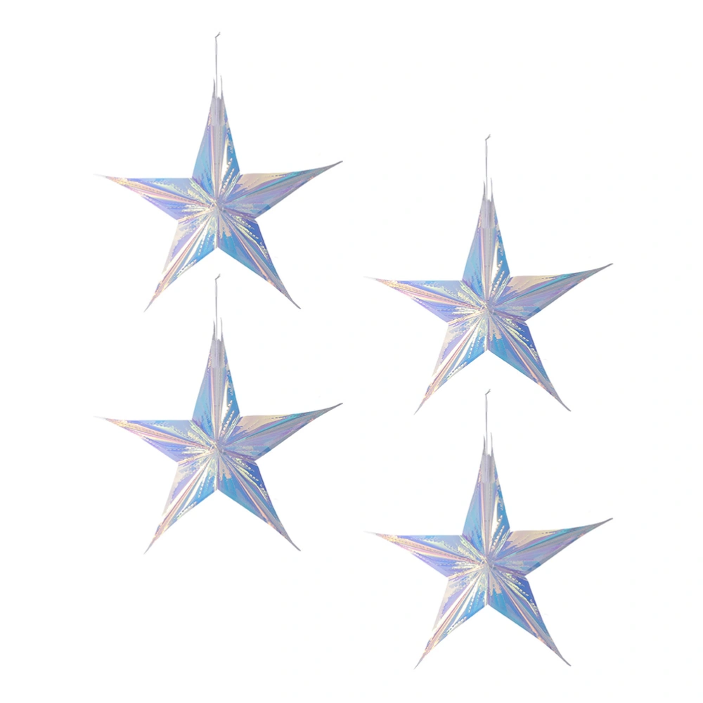 4pcs Five-pointed Star Party Pendants Indoor Star Pendants Party Hanging Decors