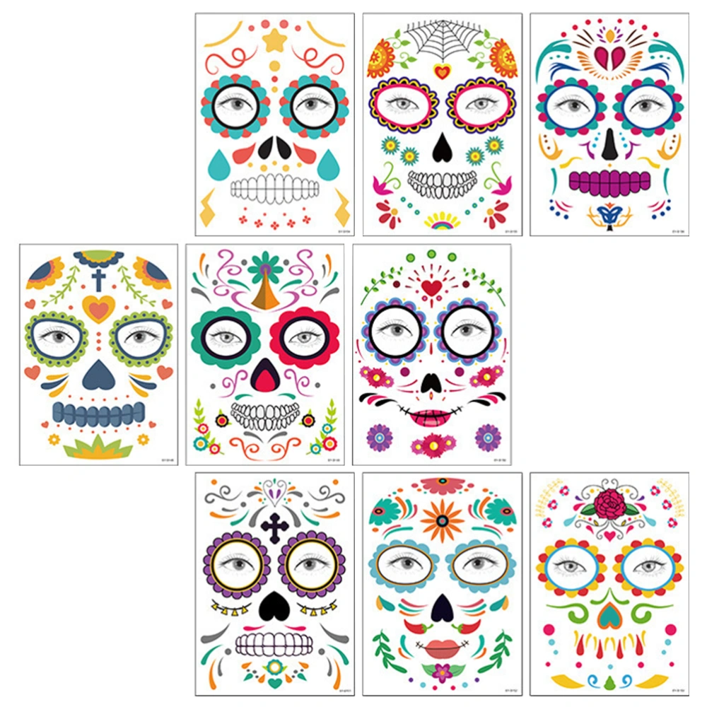 9Pcs Halloween Temporary Face Sticker Full Face Waterproof Sticker