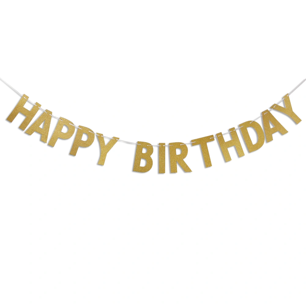 Happy Birthday Banner Chic Glitter Gold Party Decorations Versatile Beautiful Bunting Flag Garland