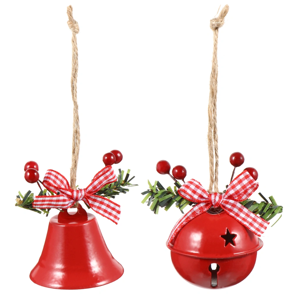 2Pcs Christmas Iron Bells Adorable Hanging Ornament Christmas Bells for Decor