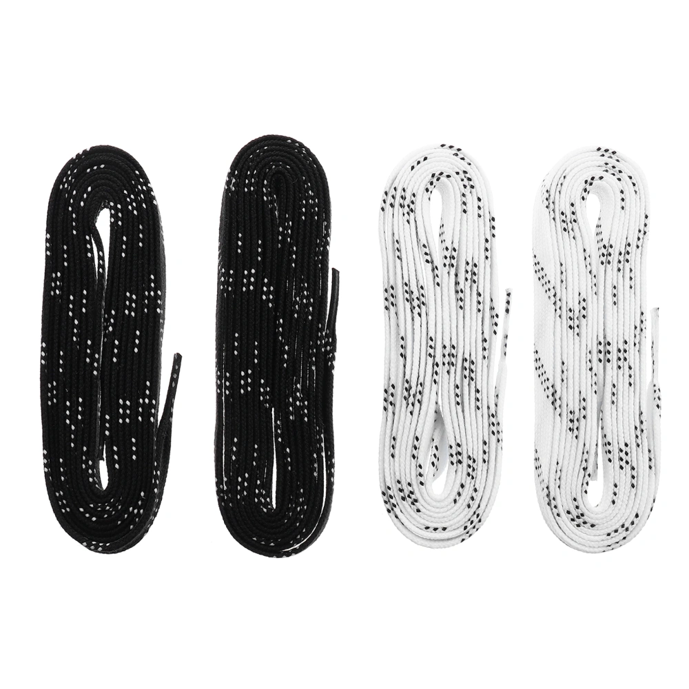 2 Pairs Hockey Ice Skate Shoelaces Universal Sneakers Shoe Laces (Black, White)