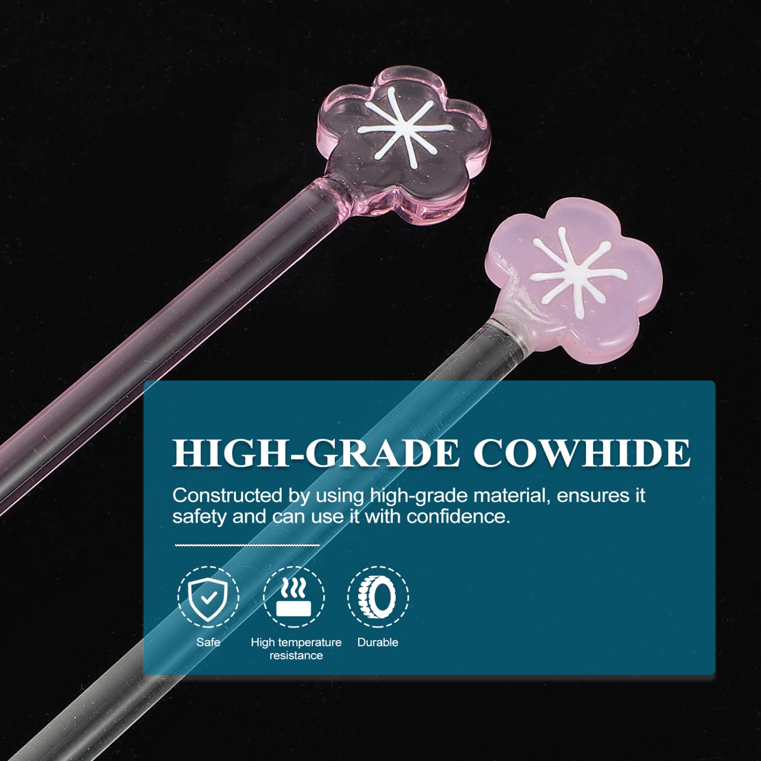 2pcs Glass Stirring Stick Flower Pattern Beverage Stirring Rod Coffee Mixing Stick
