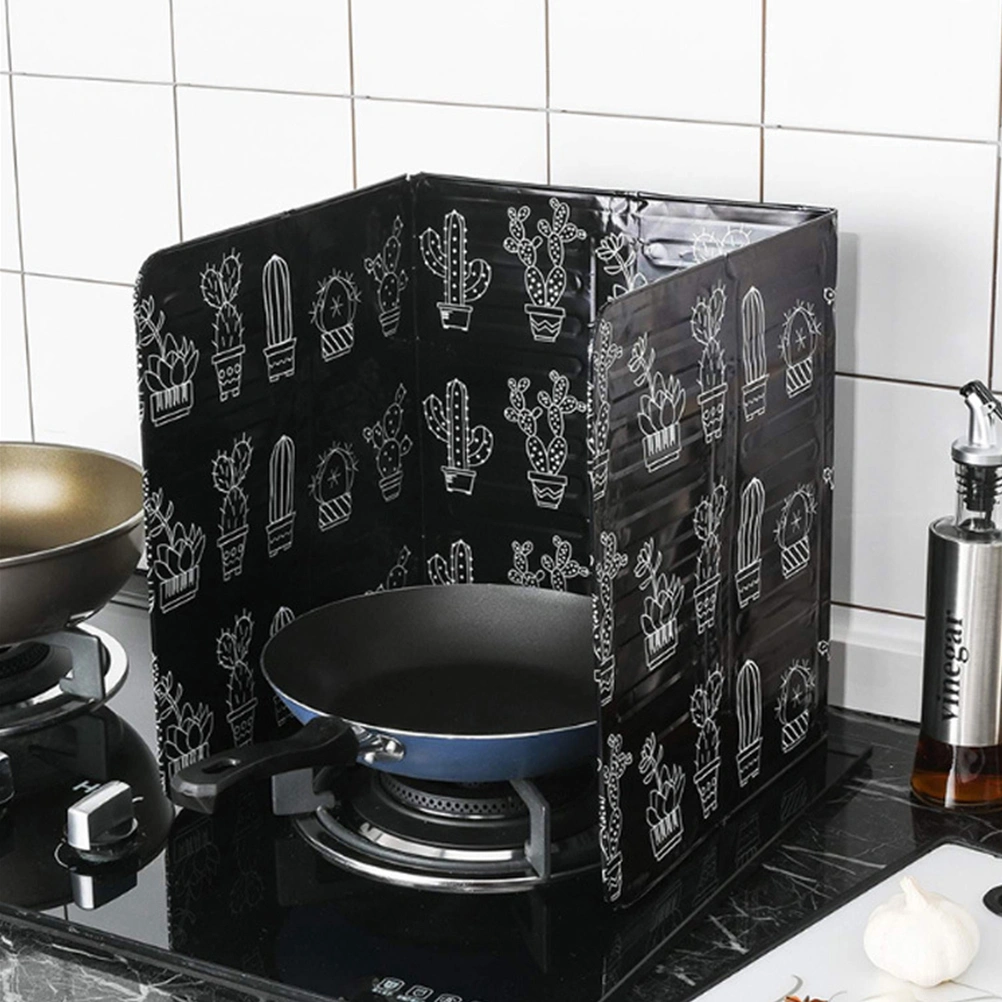 2pcs Gas Stove Aluminum Foil Plates Heat-insulation Board Kitchen Cooking Oil Splatter Guard Stove Anti-splash Oil Baffle (Cactus)
