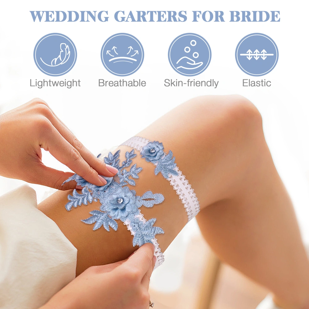 2pcs Flower Lace Thigh Garters Bride Wedding Garter Belts Leg Ring Elastic Bridal Garters Women Decoration