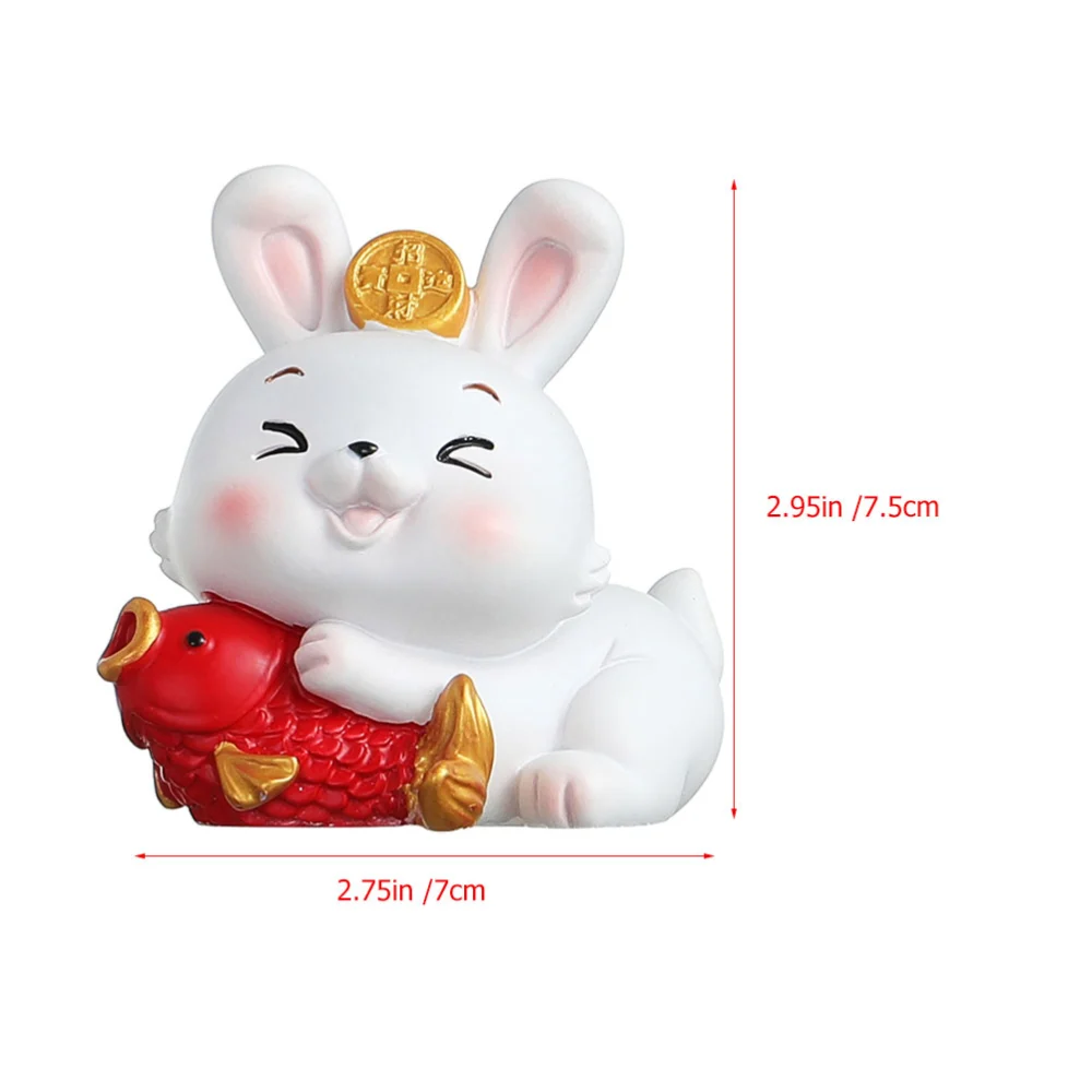 Tabletop Cartoon Zodiac Rabbit Figurine Resin Rabbit Statue Decoration for Desktop