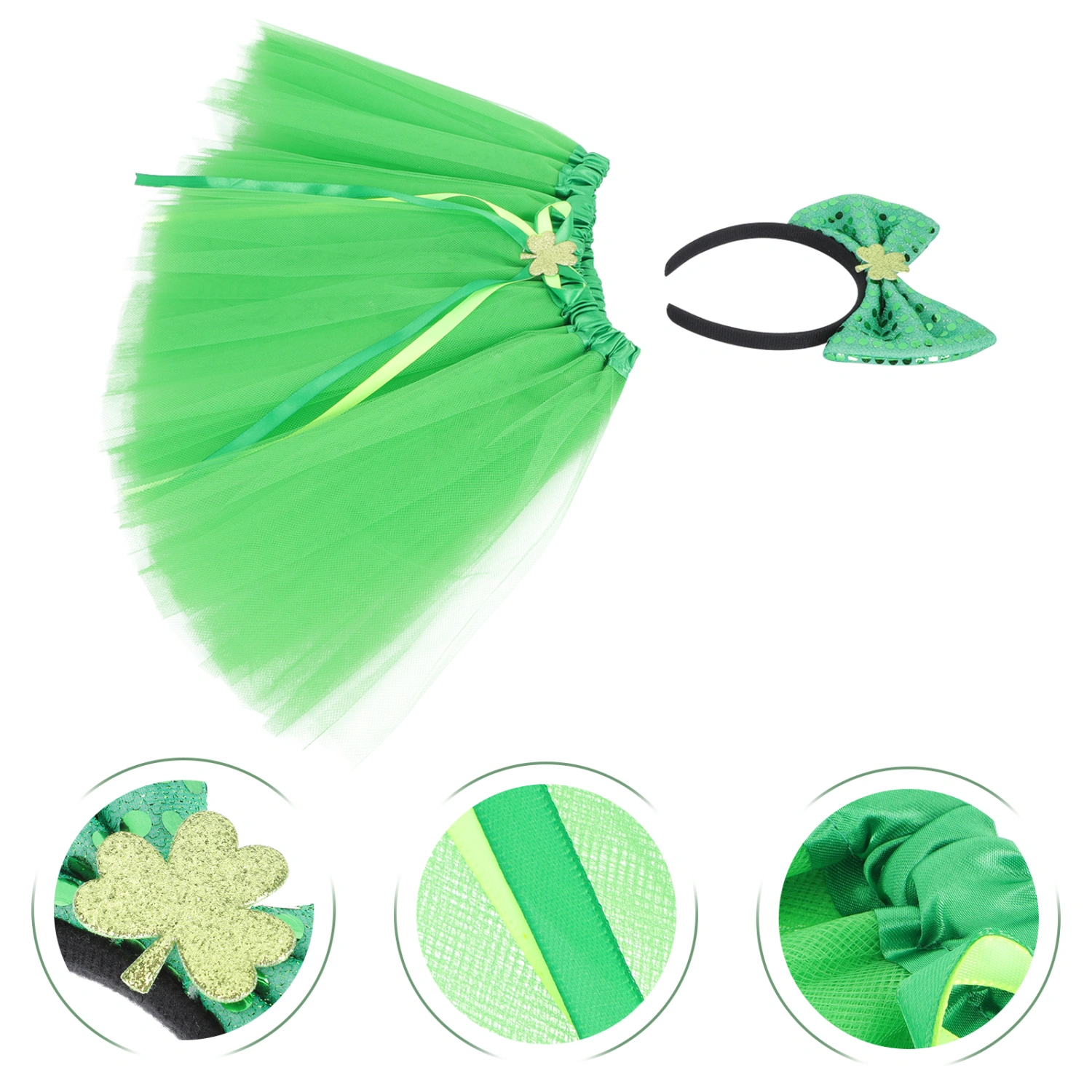 1Set St. Patrick's Day  Girl Bubble Skirt Pure Color Skirt Beautiful Tutu Skirt