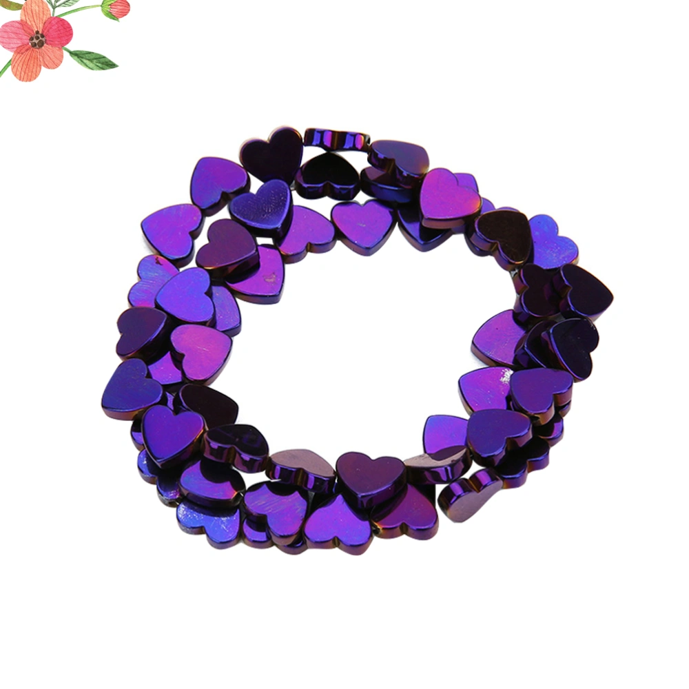 About 50 Pcs Plating Colored Stone Beads Hollow Heart Shape Chain Beads Creative Craft Beads for DIY Jewelry Accessories Bracelet Necklace (Purple, 8mm)