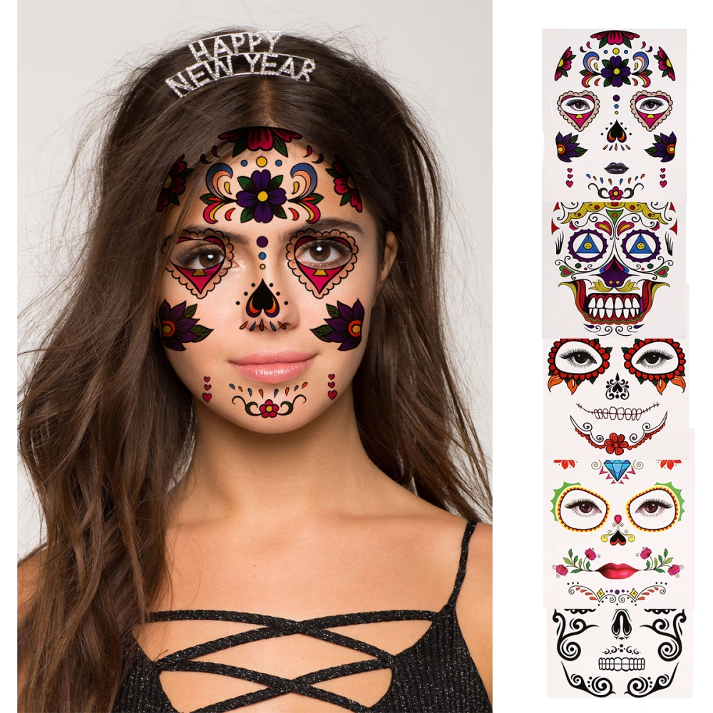 15 Sheets Halloween Horror Stickers Creative Sticker Fake Scar Face Stickers