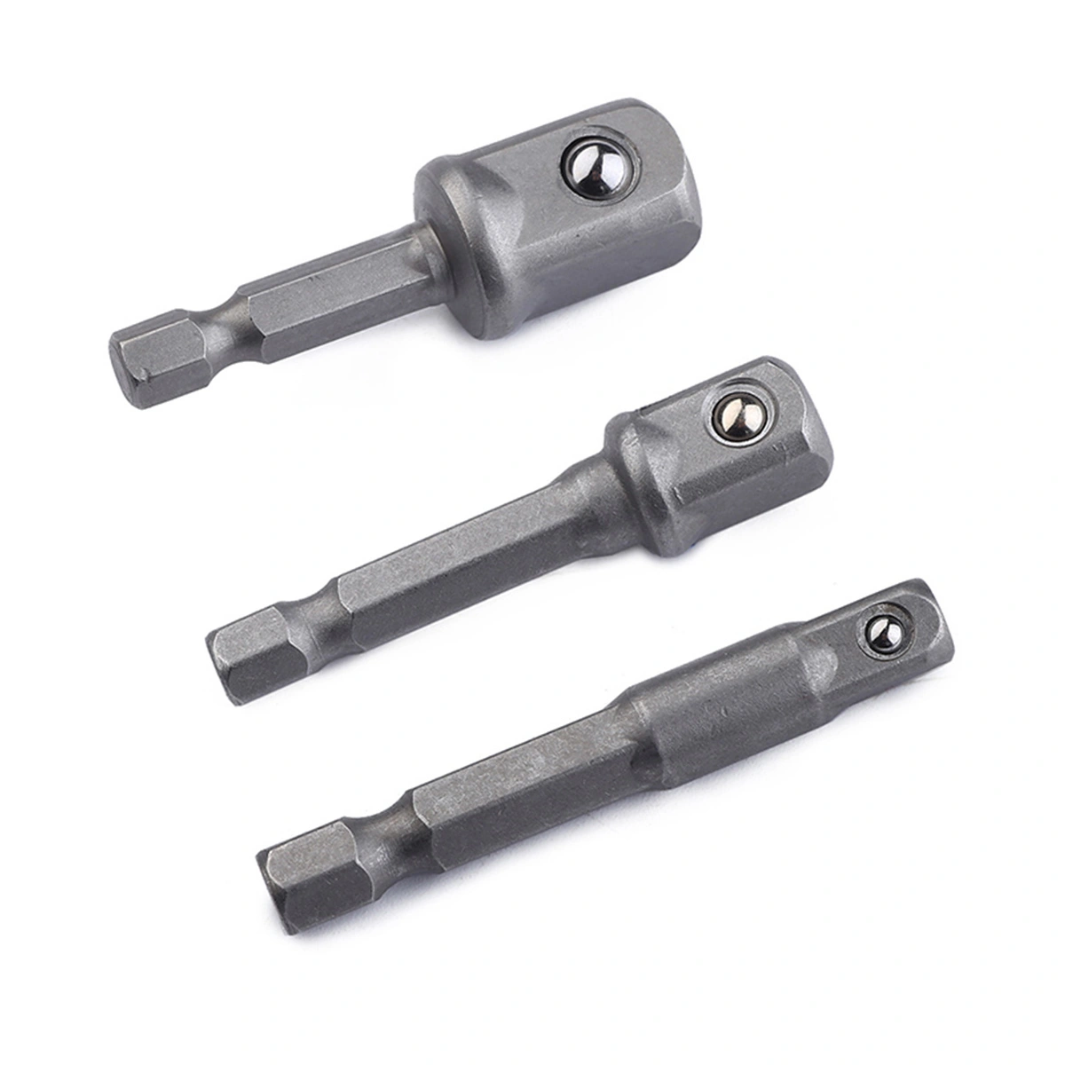 3 Pcs Socket Adapter Set 1/4" 3/8" 1/2" Square Impact Socket Extension Connector Power Drill Bit Adapter (Short)