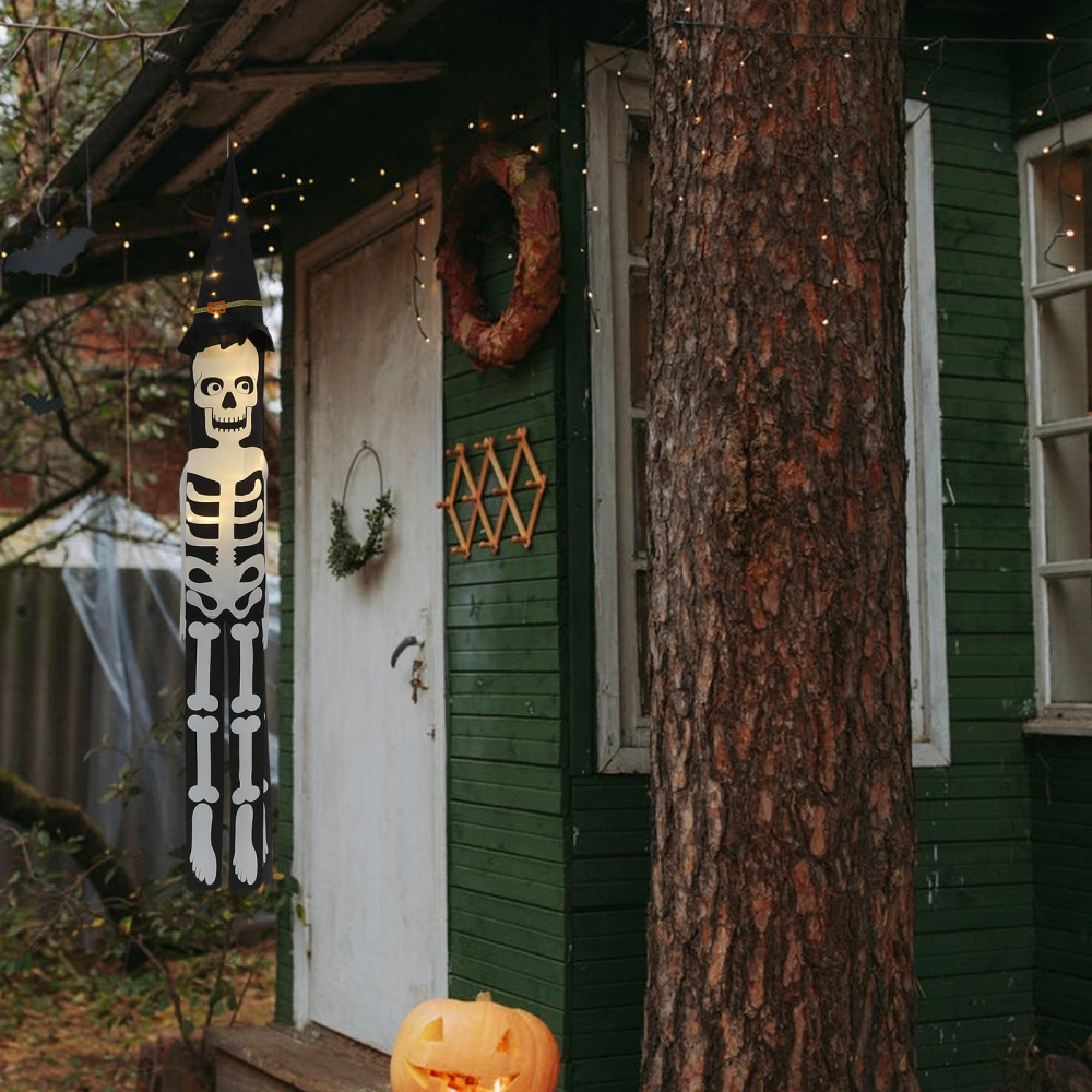 Halloween Windsock Lights Halloween Decor Outdoor Hanging Light Ornament (Skeleton Style)