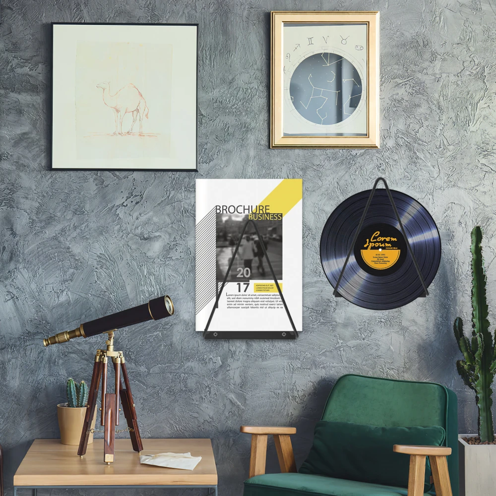 Wall Record Holder Triangular Vinyl Media Display Album Record Wall Holder