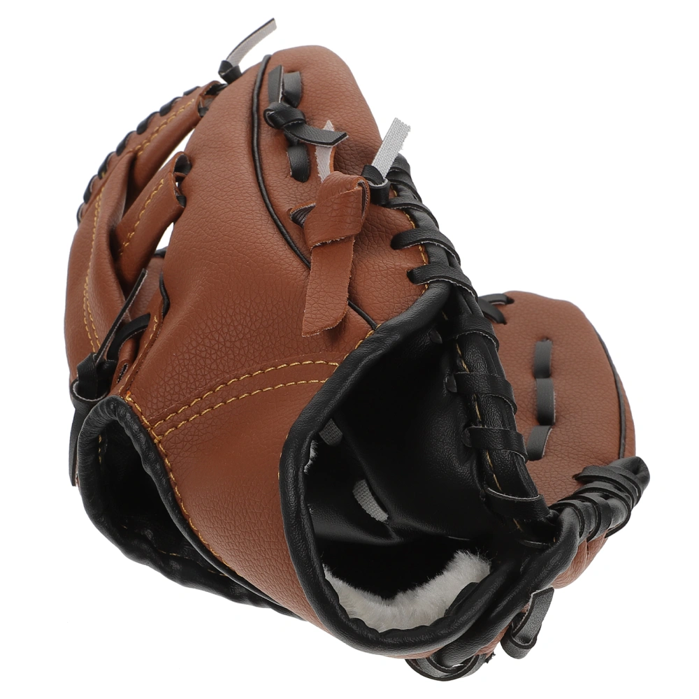 1Pc Thicken Leather Glove Baseball Used Glove Baseball Catching Glove (Brown)