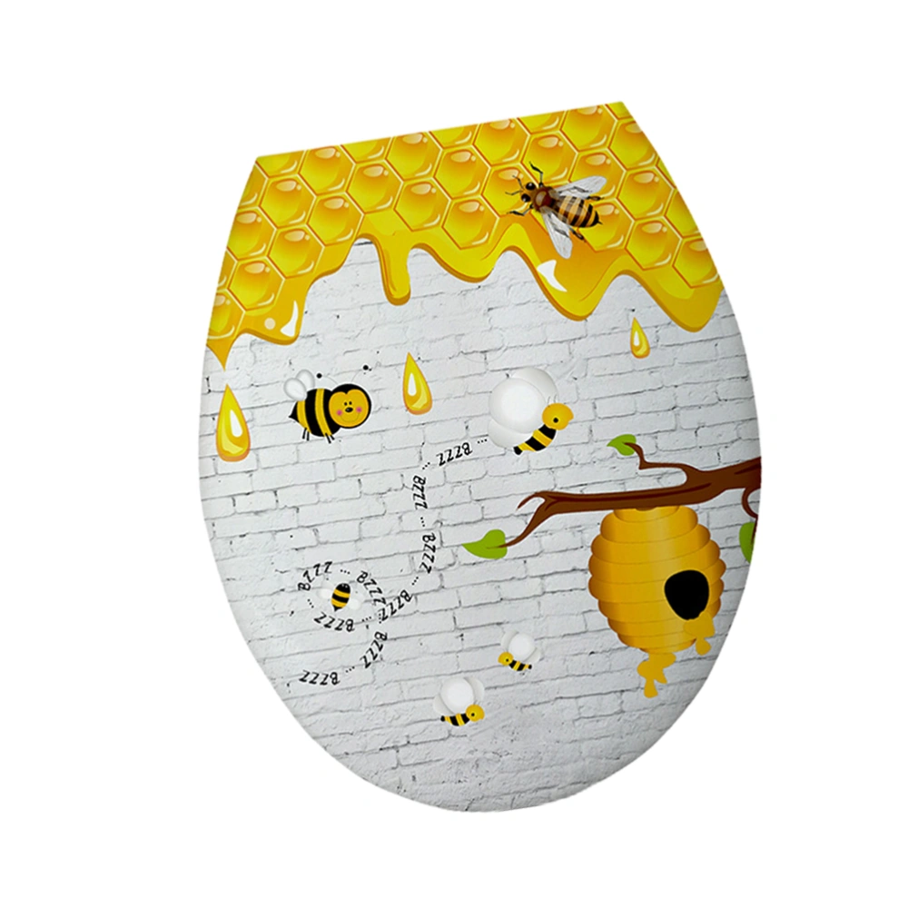 18 Inches Printed Toilet Lid U-shaped Toilet Seat Cover Universal Plastic Toilet Lid for Home Use (Bee)