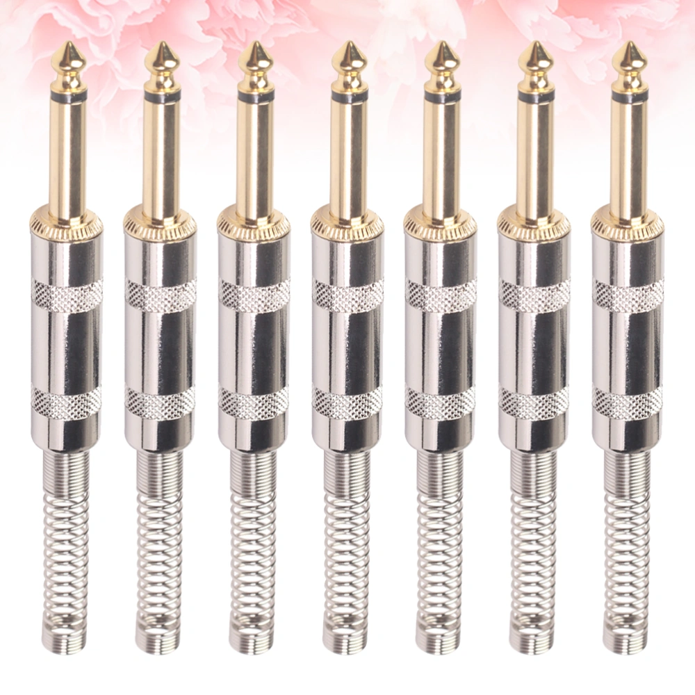 10PCS 6.35mm Interface Cable Adapter Jack Effect Pedal Connector Instrument Connector Pedal Board Accessories for Electric Guitar (Golden)