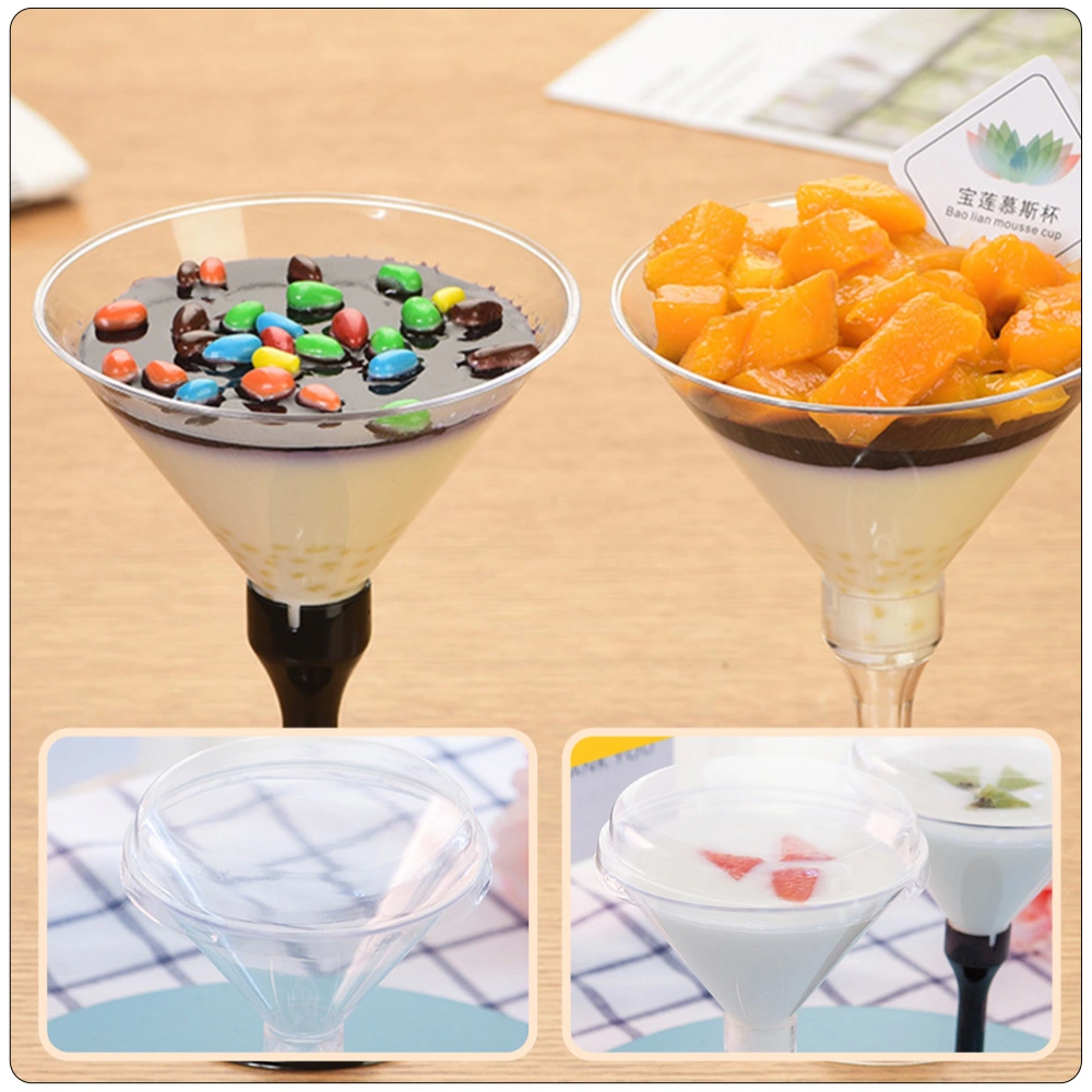 9Pcs Mousse Cups Household Dessert Cups Kitchen Pudding Cups with Lid (Transparent)