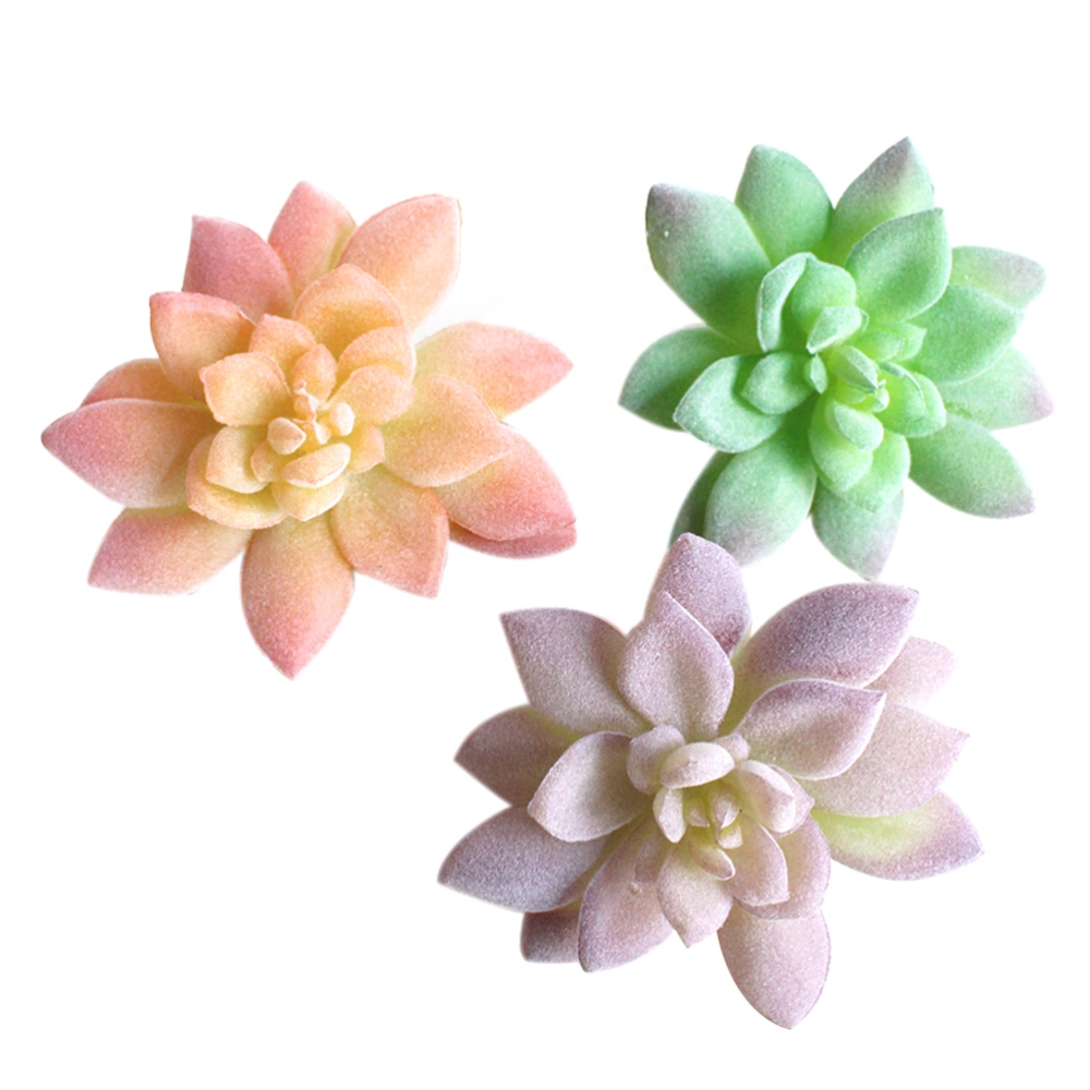 3Pcs Artificial Succulent Flower for Home Hotel Office Wedding Party Garden Craft Art Decor (Green, Pink and Purple)