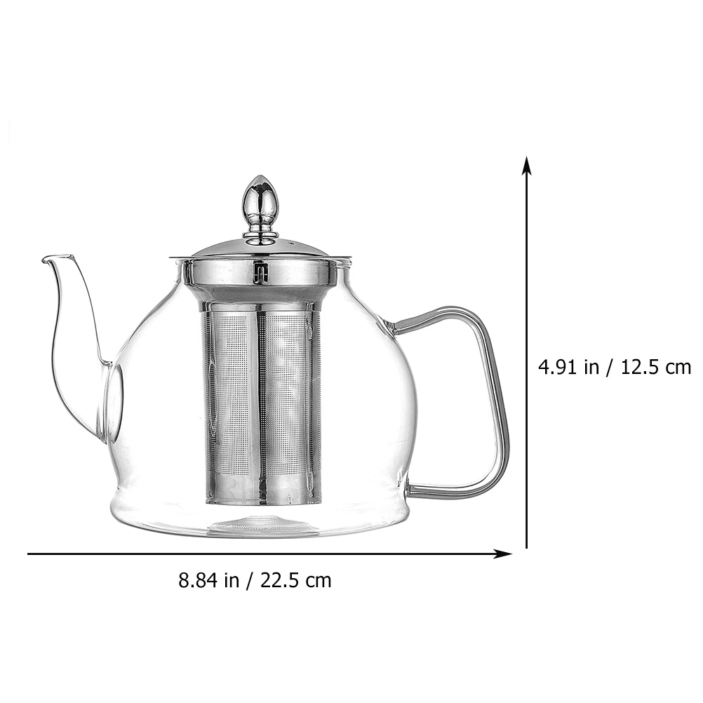 1Pc Premium Heat-resistant Glass Teapot Durable Glass Teapot Transparent Kettle