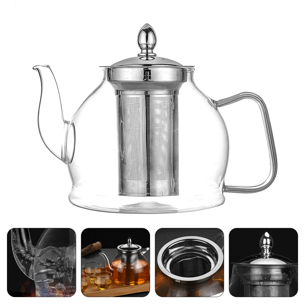 1Pc Premium Heat-resistant Glass Teapot Durable Glass Teapot Transparent Kettle