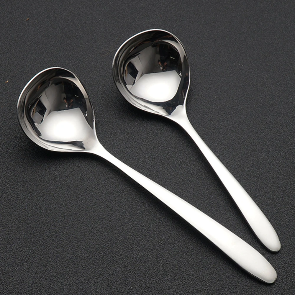 304 Stainless Steel Soup Spoon Round Large Hot Pot Spoon Long Handle Kitchen Cutlery (Size S)