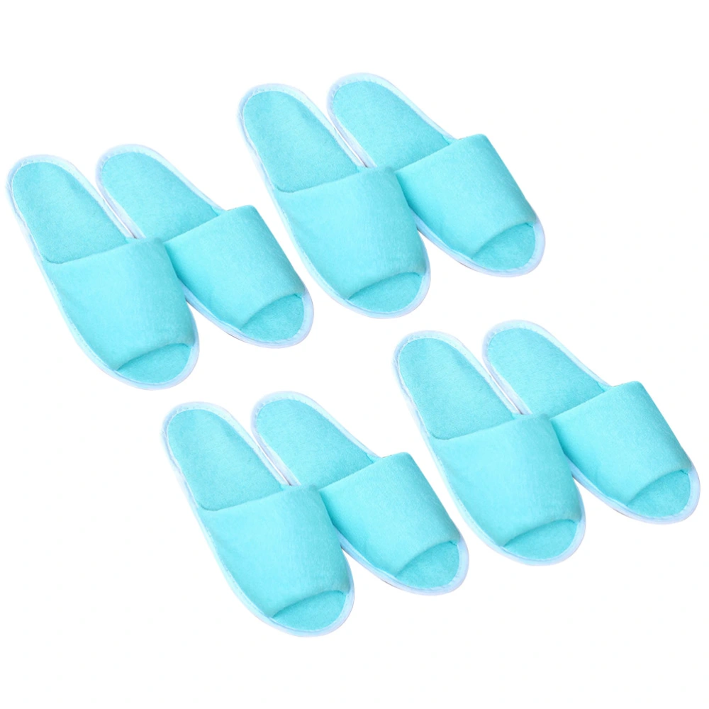 4 Pairs of Female Disposable Slippers Portable Folding Slippers for Travel Hotel (Blue)