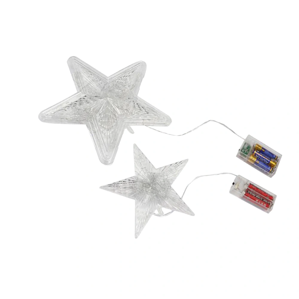 2Pcs LED Christmas Tree Star Light Creative Lighted Christmas Star Treetop for Christmas Tree Party Without Batteries( Colorful Light 10 LED + Warm White 30 LED)