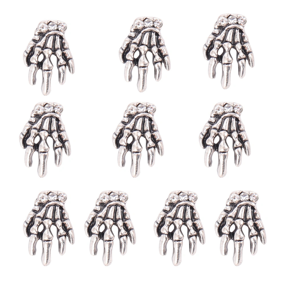 10Pcs Nail Art Decals Alloy Skeleton Hand Drills Manicure DIY Decoration