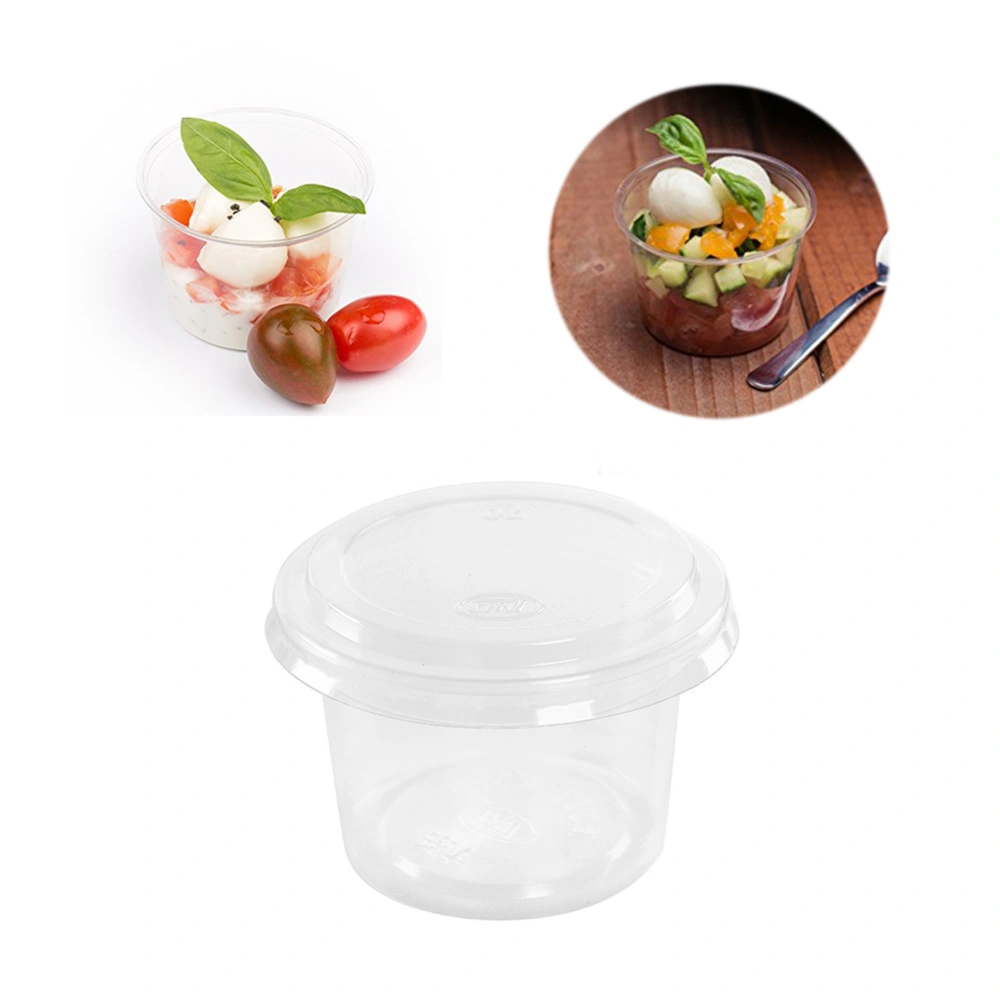 100PCS 10.5oz Disposable Plastic Portion Cups Clear Portion Container with Lids for Jelly Yogurt Mousses Take-out