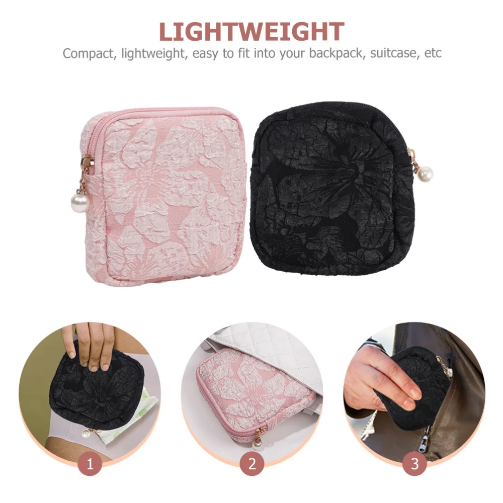 2Pcs Period Pouch Large Capacity Sanitary Napkin Bag Decorative Menstrual Pad Bag Portable Bag