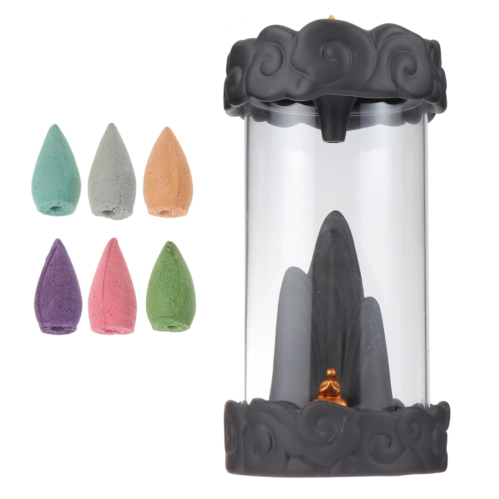 1 Set of Purple Sand Mountain Running Water Wind Shield Backflow Incense Burner