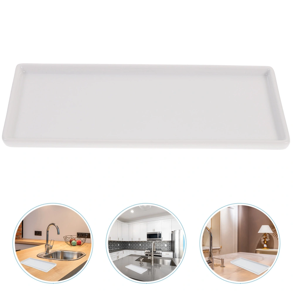 1pc Porcelain Trays Bathroom Ceramic Base Storage Trays Sanitary Storage Pallet Delicate Bathroom Supplies Toothbrush Ceramic Base Holder for Home Hotel Use Size Large White