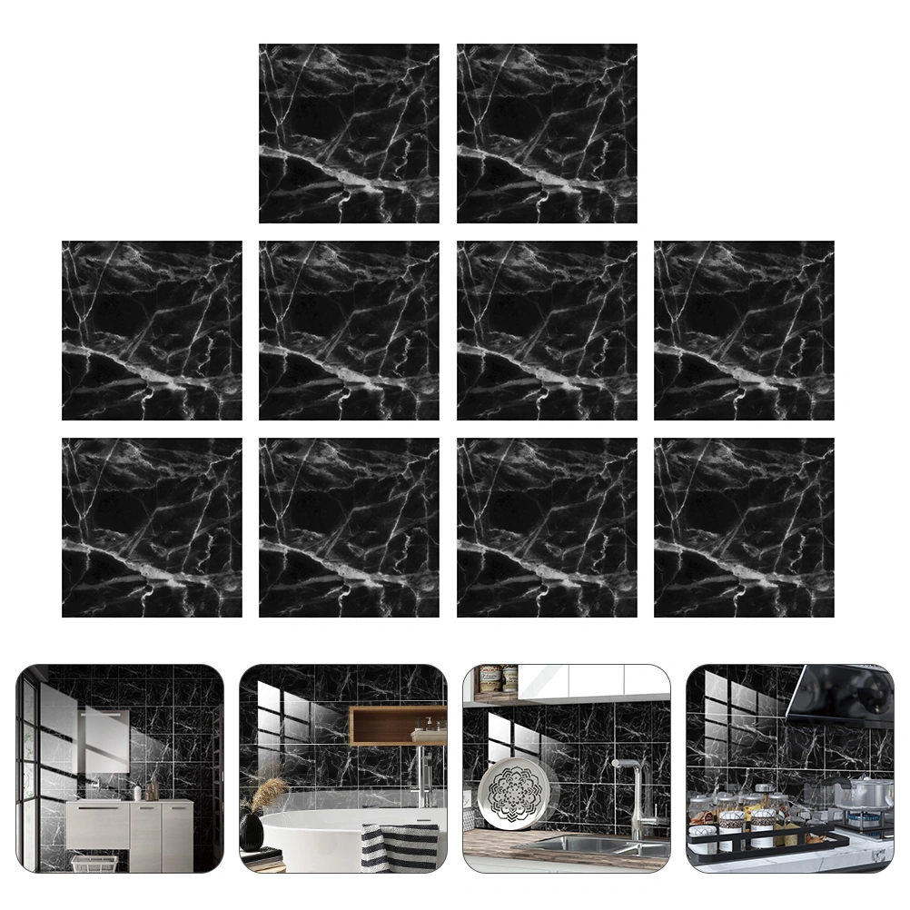 1 Set 10Pcs 15x15CM Copper Line Marble Pattern Tile Stickers Adhesive Wallpapers