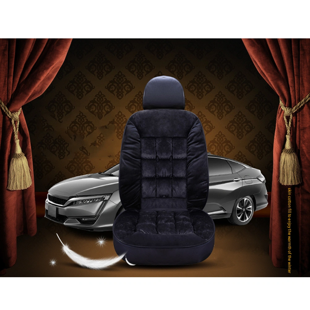 Auto Front Seat Cover Short Plush Car Seat Cushion Universal Warm Car Seat Pad for SUV Home Office for Winter (Black)