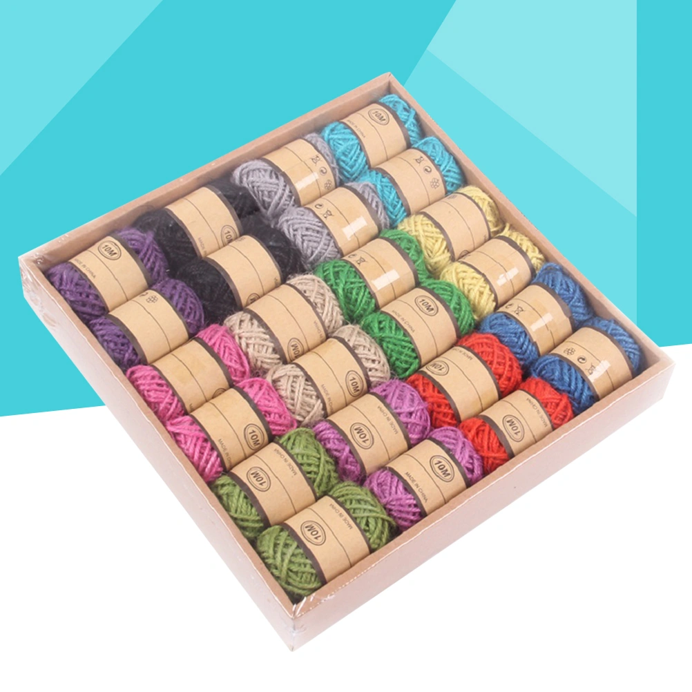 24Pcs DIY Natural Jute Twine Arts Crafts Gift Christmas Industrial Packing Materials Durable String for Gardening Applications (12 Assorted Colors)