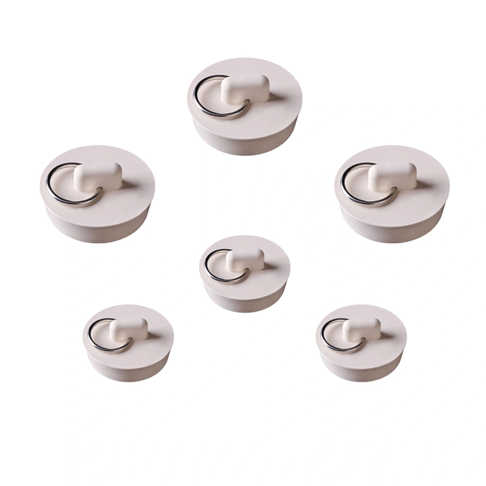 6pcs Sink Stoppers Plug Home Sink Plugs Bathroom Bathtub Drain Plugs with Ring