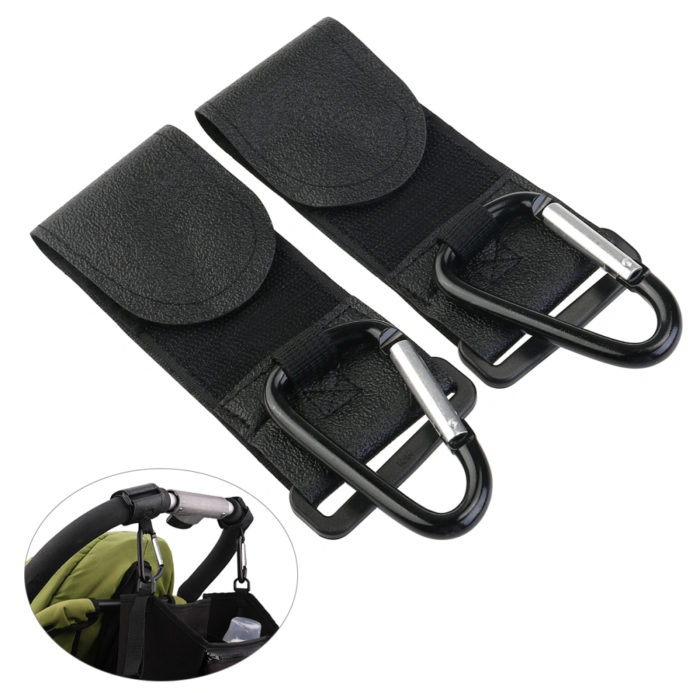 NUOLUX 2pcs Buggy Pram Pushchair Stroller Metal Hanging Clip Hooks (Black)