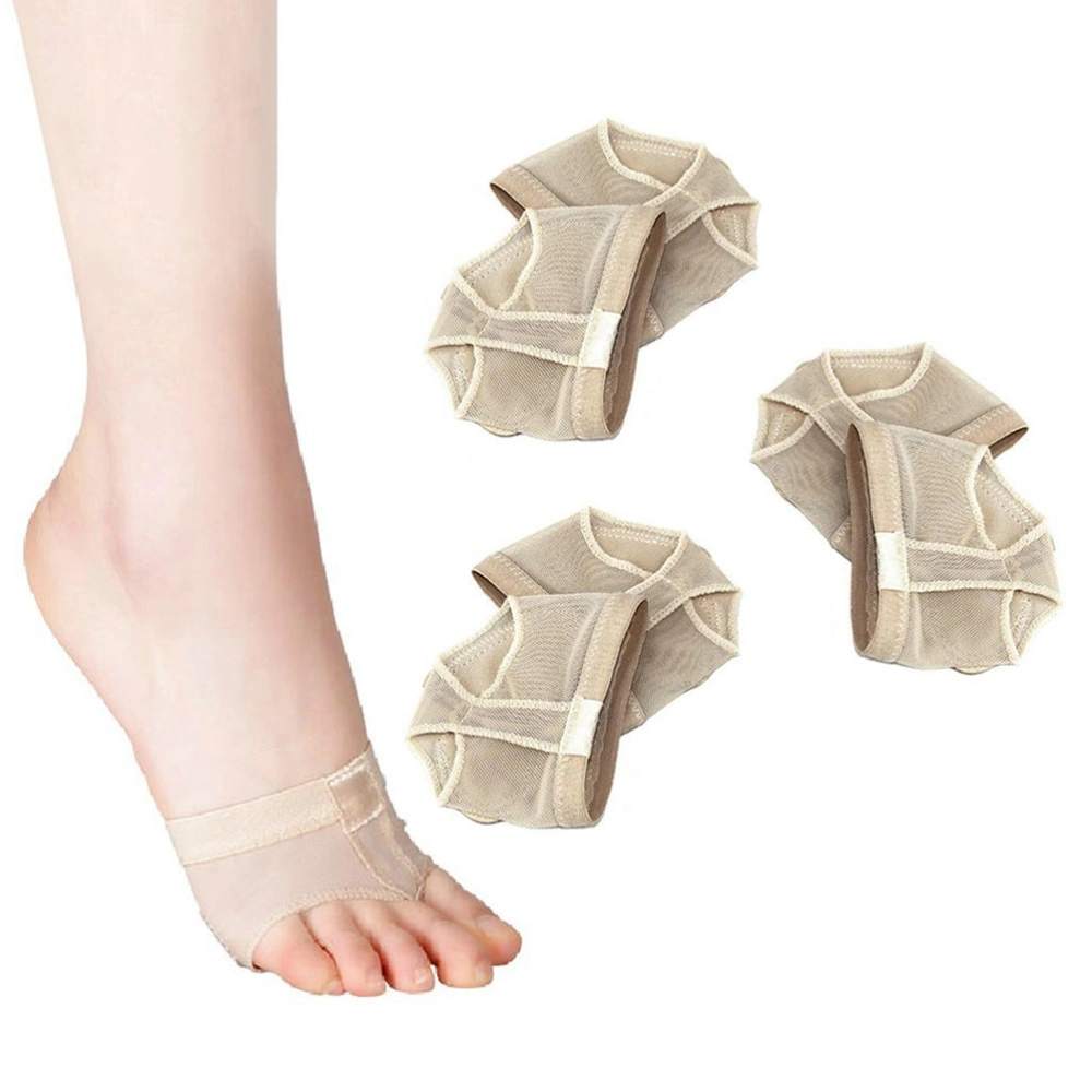 3 Pairs of Ballet Belly Dance Protective Forefoot Pads Cushions Covers - Size L (Beige)