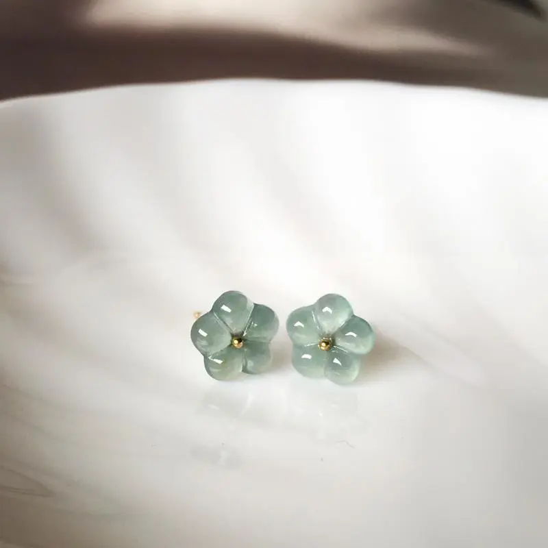 Ice Flower Sunny Blue Water Chalcedony Flower Ear Studs