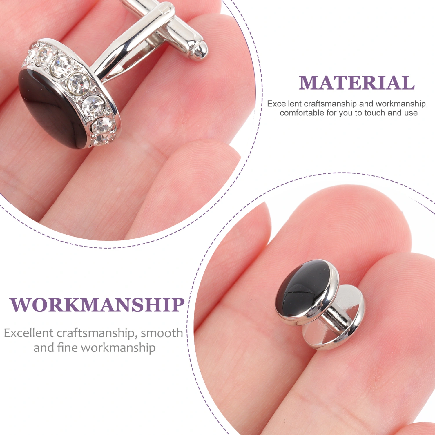 8Pcs Rhinestones Cufflinks Studs Costume Accessories for Shirts Business Suits Wedding