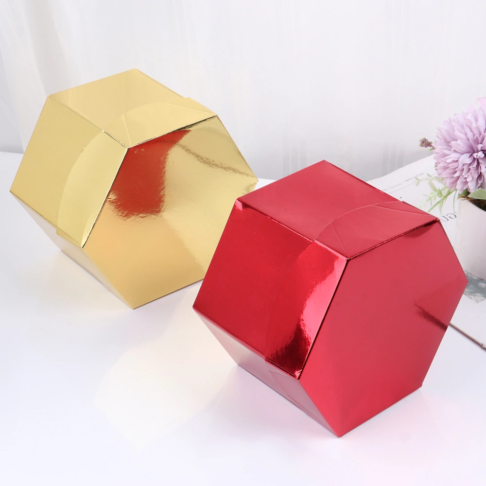 4PCS Hexagonal Wedding Favor Boxes DIY Folding Paper Boxes Craft Boxes for Gifts Candy Sweets (Assorted Color)