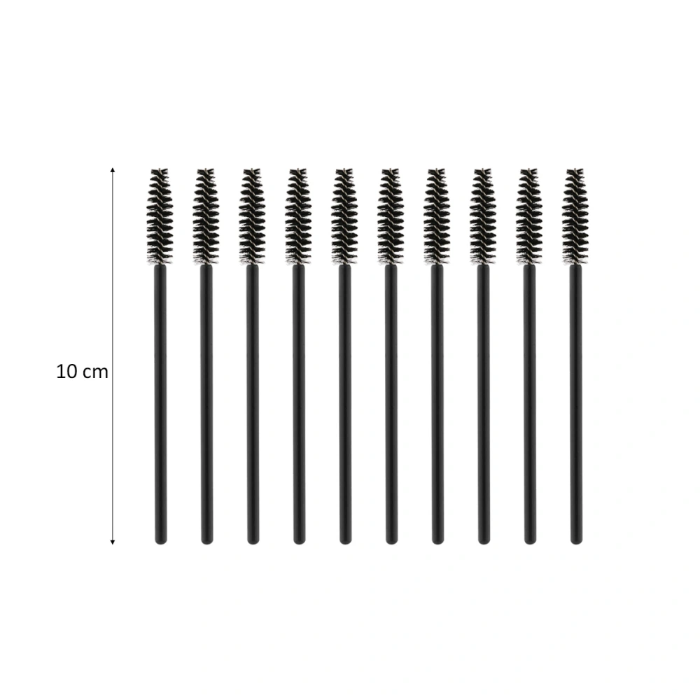 100pcs Disposable Eyelash Brushes Plastic Handle Nylon Bristles Lash Curler Eyebrow Comb (TM-216) (Black)