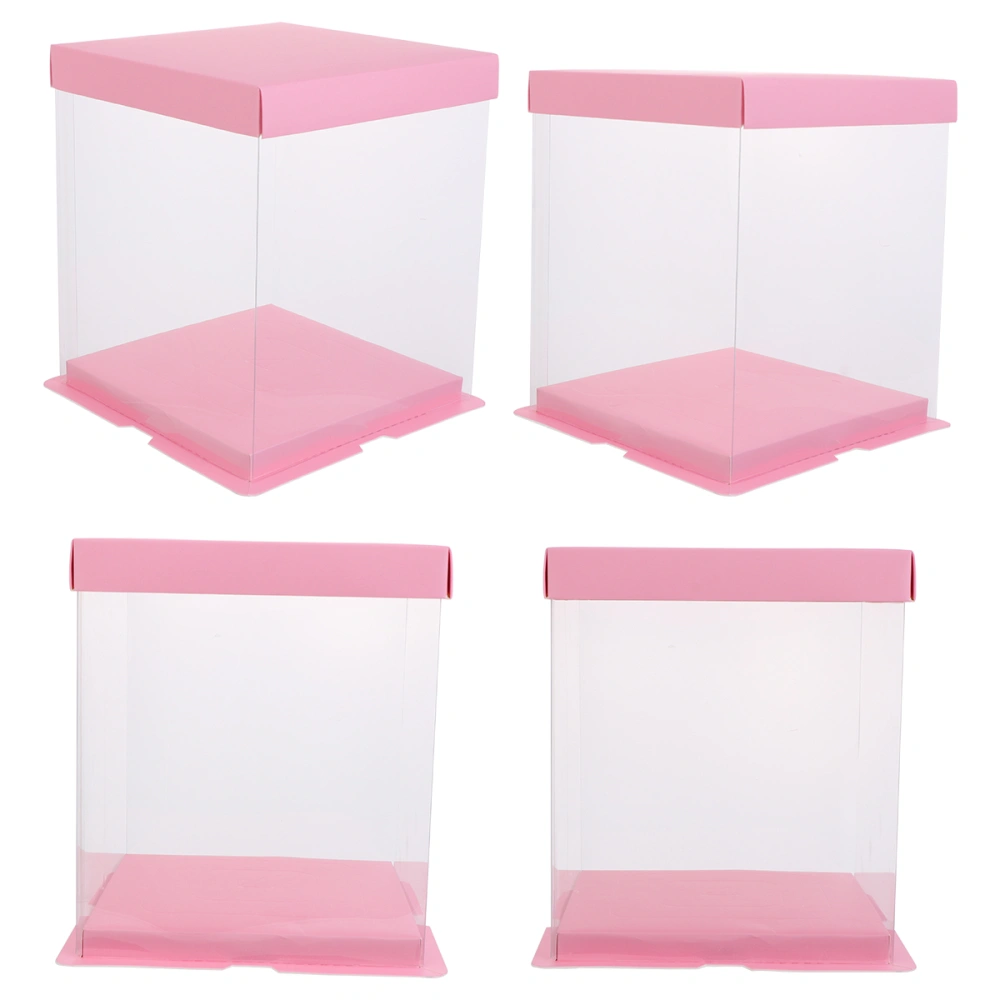 4pcs Cake Packaging Box Cake Container Transparency Cake Box Cake Wrapping Box