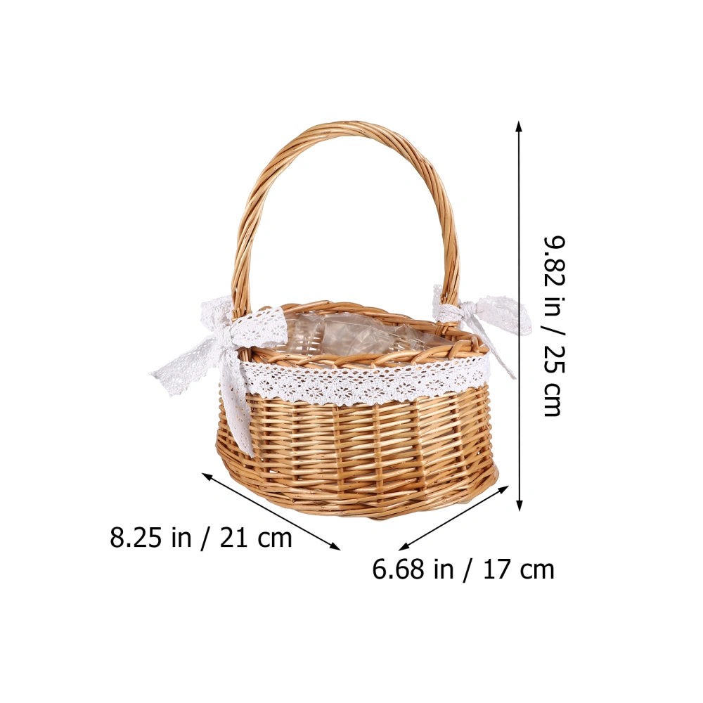 1pc Home Portable Basket Handmade Woven Basket Lace Storage Flower Basket