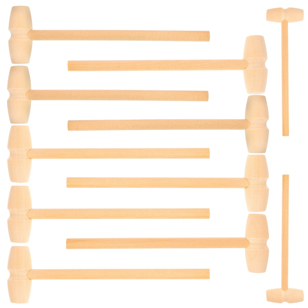 12pcs Kid Wood Mallet Toy Mini Hammer Child Solid Wood Mallet Wood Hammer Toy (Style 1)