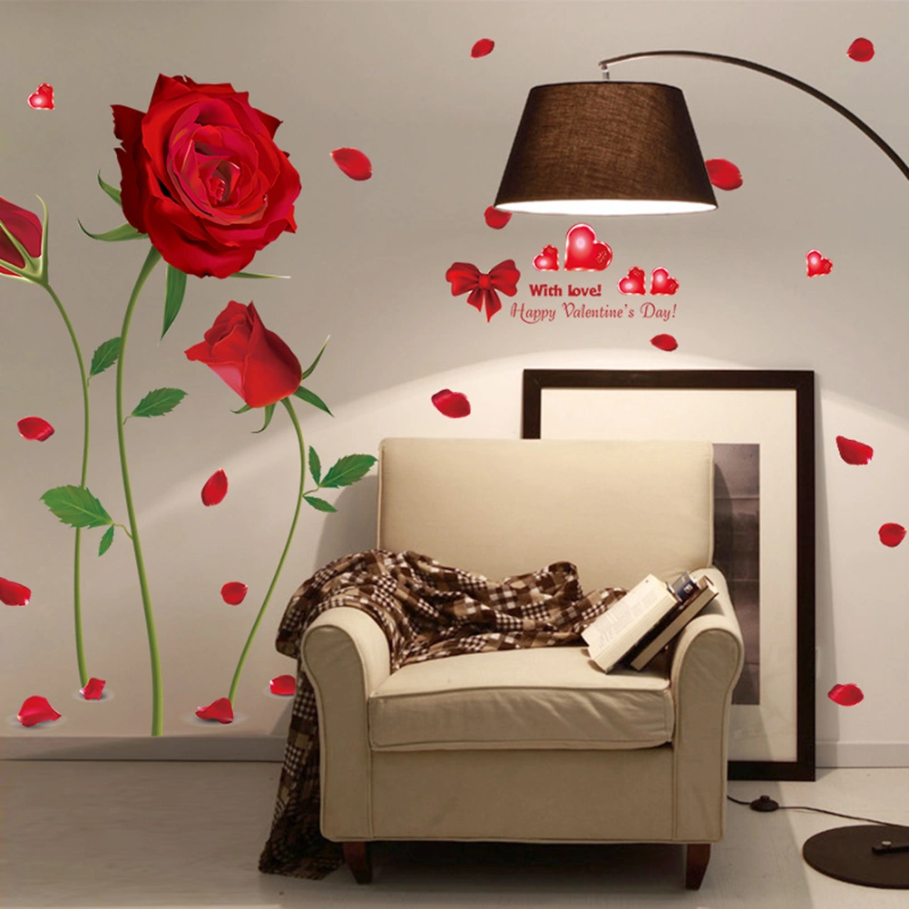 Romantic Rose Decals DIY Art Mural Decor Removable Waterproof Wall Stickers TV Background Home Decoration